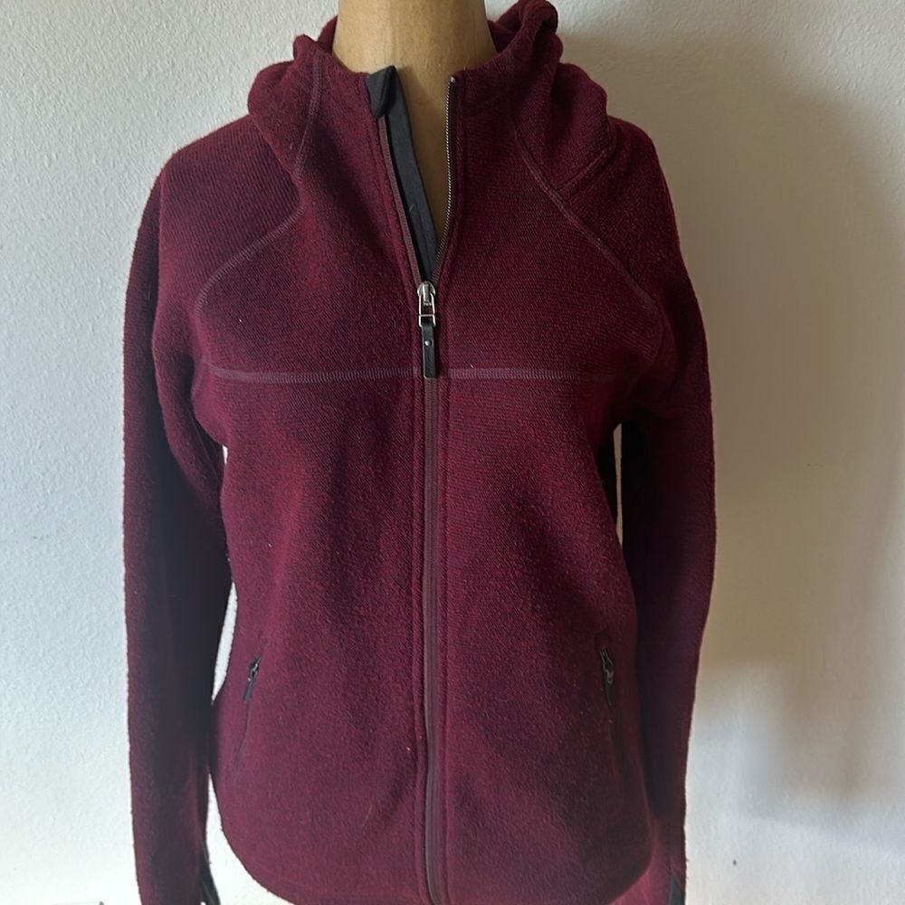 Smartwool M Zip Front, Hooded Jacket Burgundy Red… - image 2
